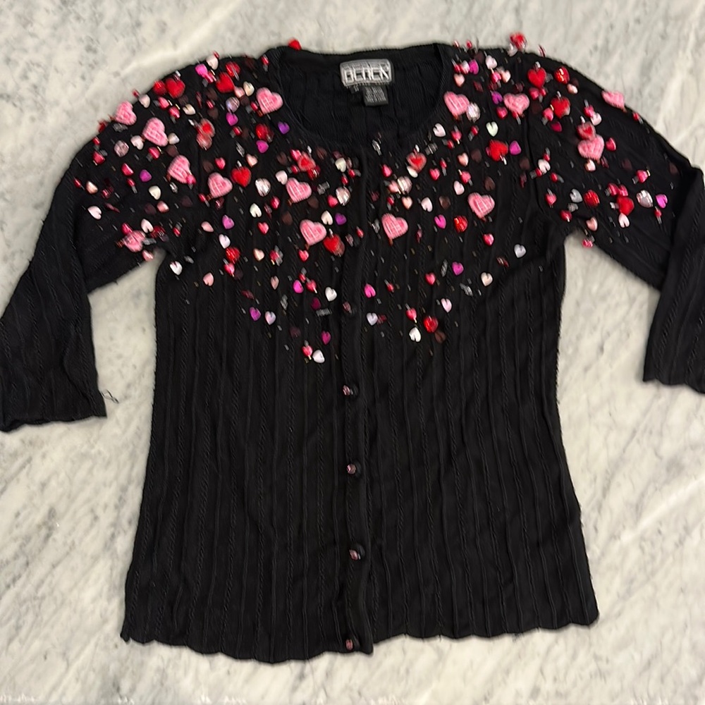 Scallop short sleeve beaded Valentine Sweater - Berek - medium